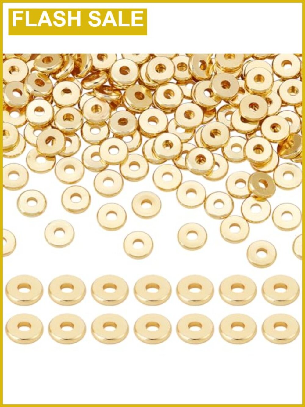 200pcs 6mm Flat Heishi Spacer Beads 18K Gold Plated Brass Disc Loose Beads for